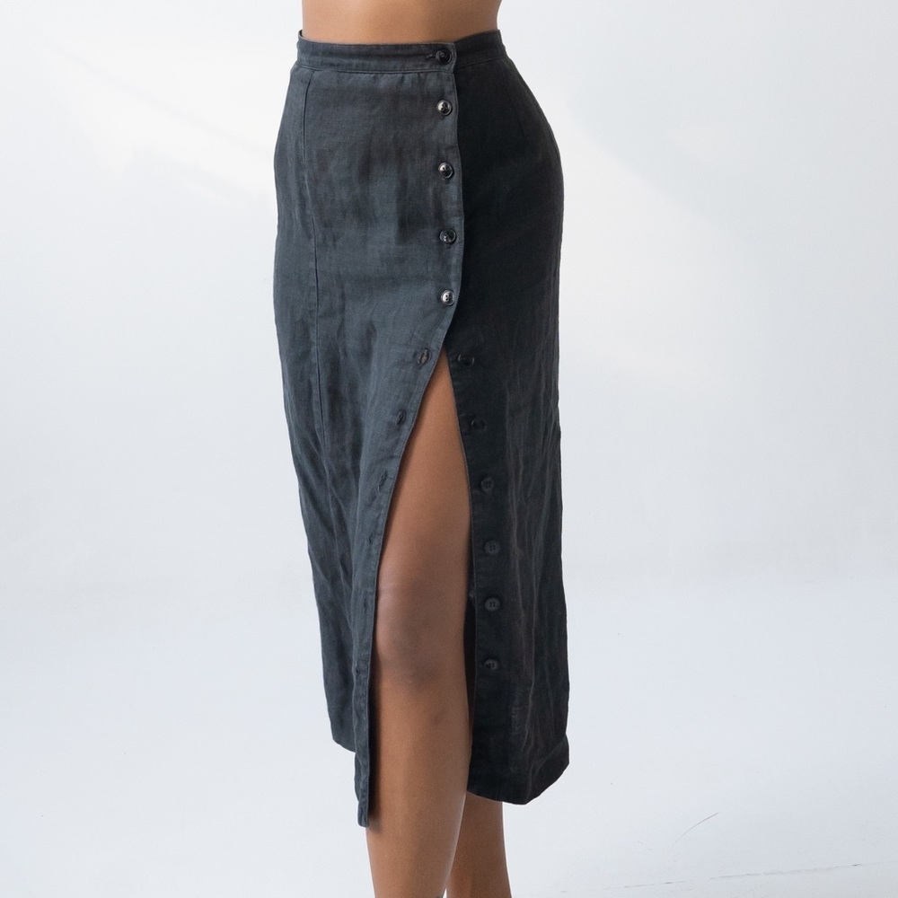 SOLD 100% linen midi skirt